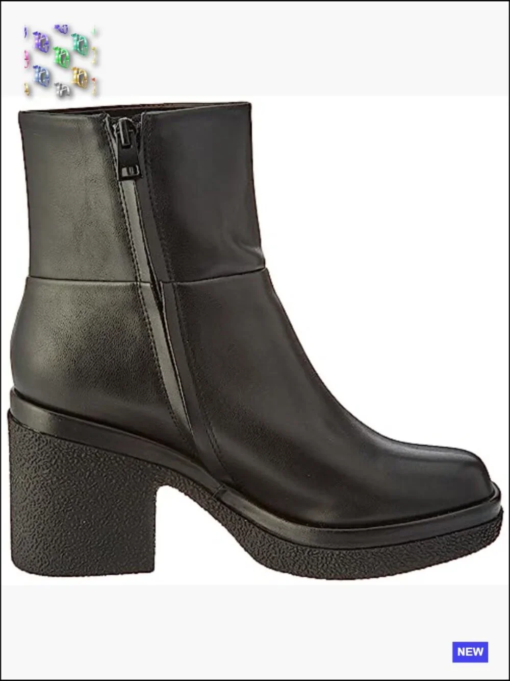 Women's Platform Ankle Boots Chunky Heel Square Toe Side Zip Faux Leather Fall